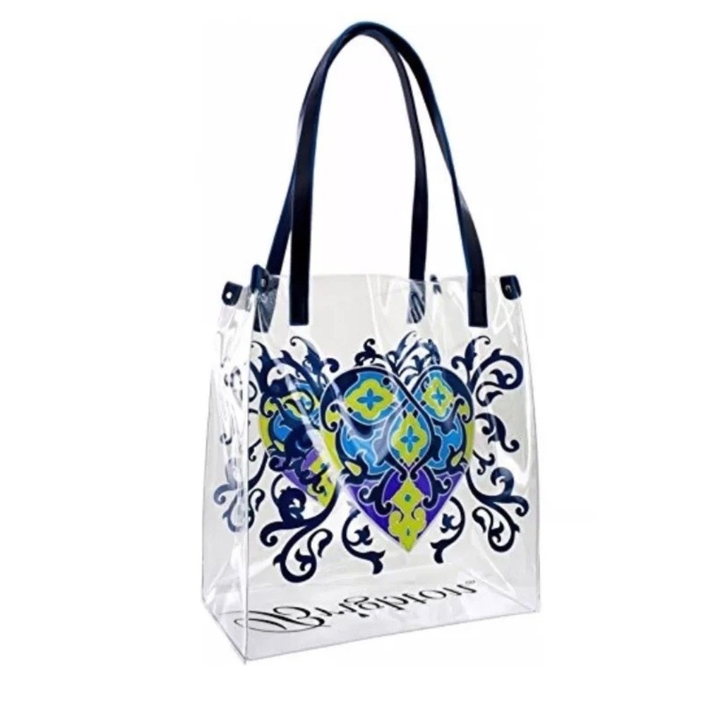 Brighton Clear PVC Tote Bag Blue Green Heart Stadium Approved Transparent Purse